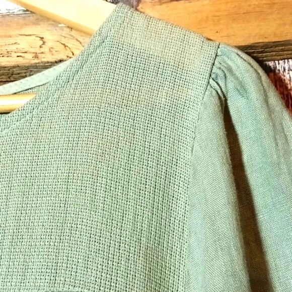 Bellambra Sage Elegant Linen Peasant Style Top Small - Picture 10 of 10